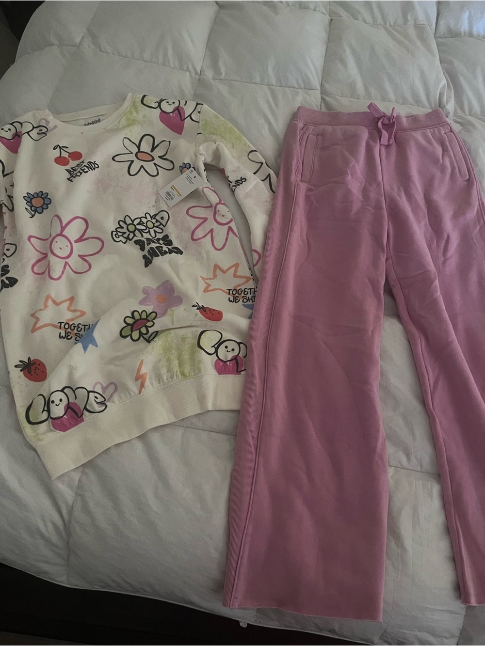 George Pink Wide-Leg Kids Sweatpants